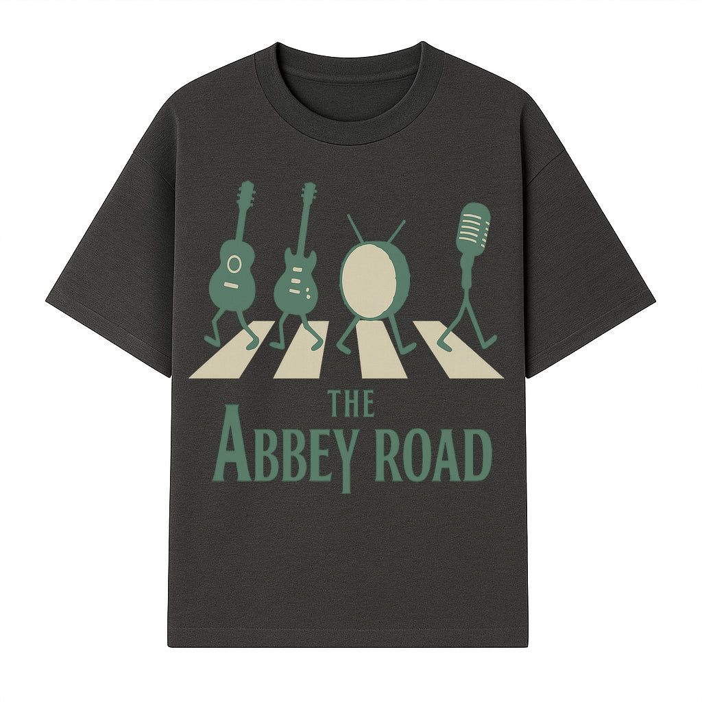 Abbey Road Music Art Print - Iconic Guitar, Drum, & Microphone Design - Perfect for Music Lovers & Retro Decor - T-shirt 1758338736131.jpg