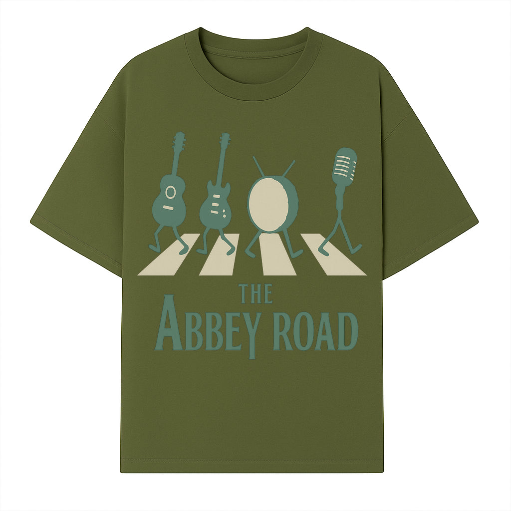 Abbey Road Music Art Print - Iconic Guitar, Drum, & Microphone Design - Perfect for Music Lovers & Retro Decor - T-shirt 1758338736297.jpg