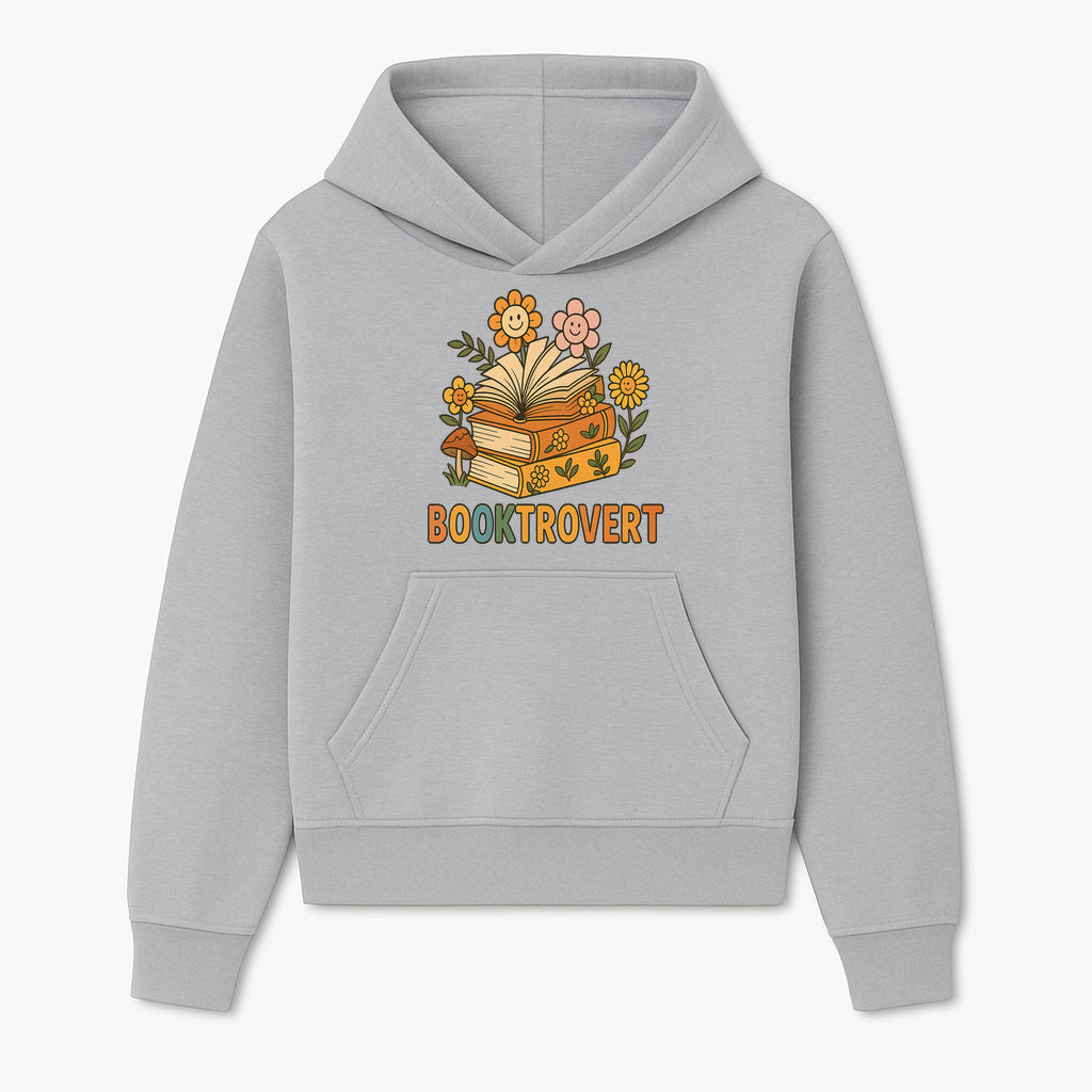 Booktrovert Floral Design with Open Books and Smiley Flowers - Perfect for Book Lovers and Introverts Gifts - Hoodie 1758341625133.jpg