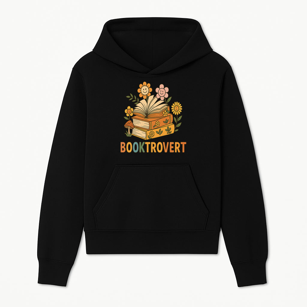 Booktrovert Floral Design with Open Books and Smiley Flowers - Perfect for Book Lovers and Introverts Gifts - Hoodie 1758341625316.jpg