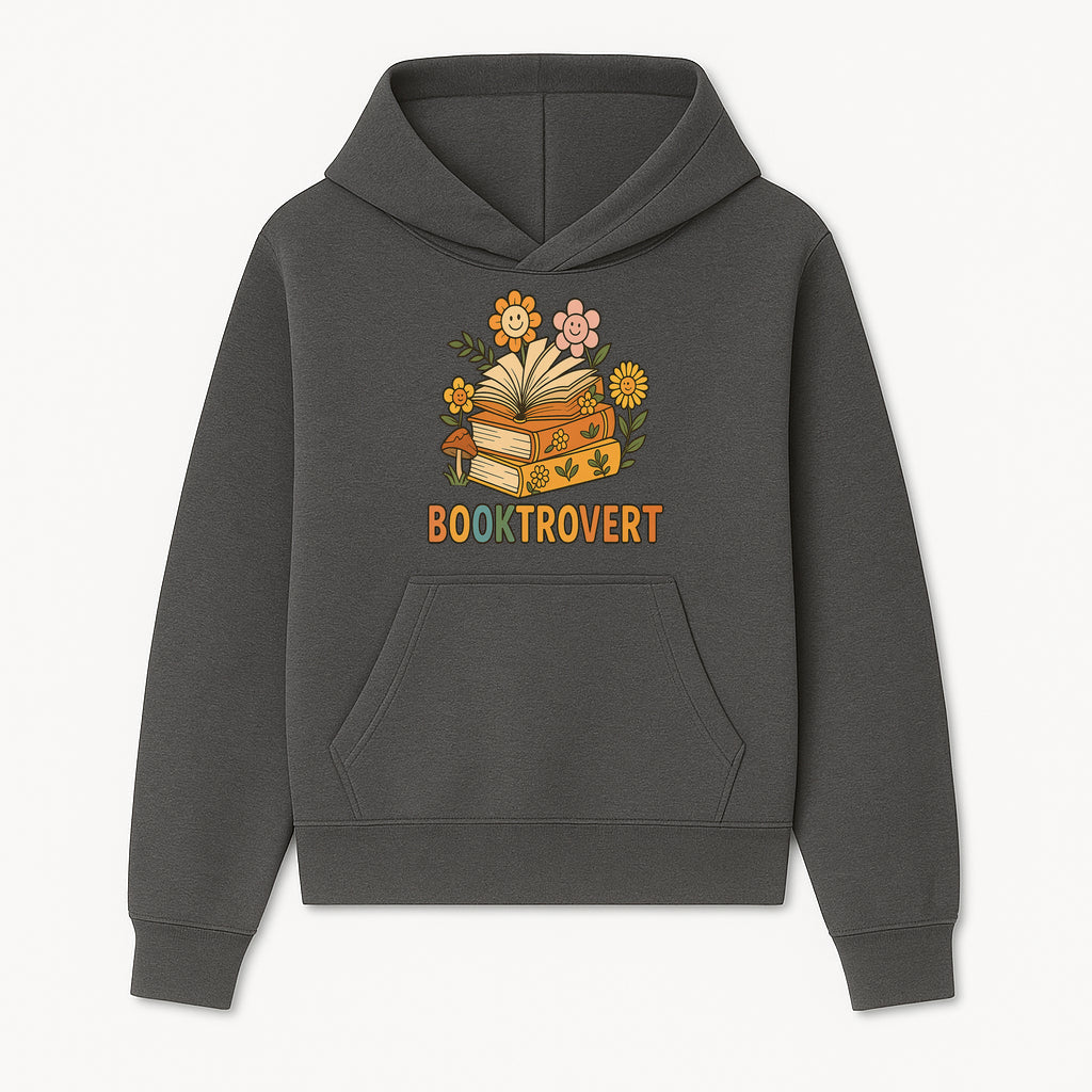 Booktrovert Floral Design with Open Books and Smiley Flowers - Perfect for Book Lovers and Introverts Gifts - Hoodie 1758341625449.jpg