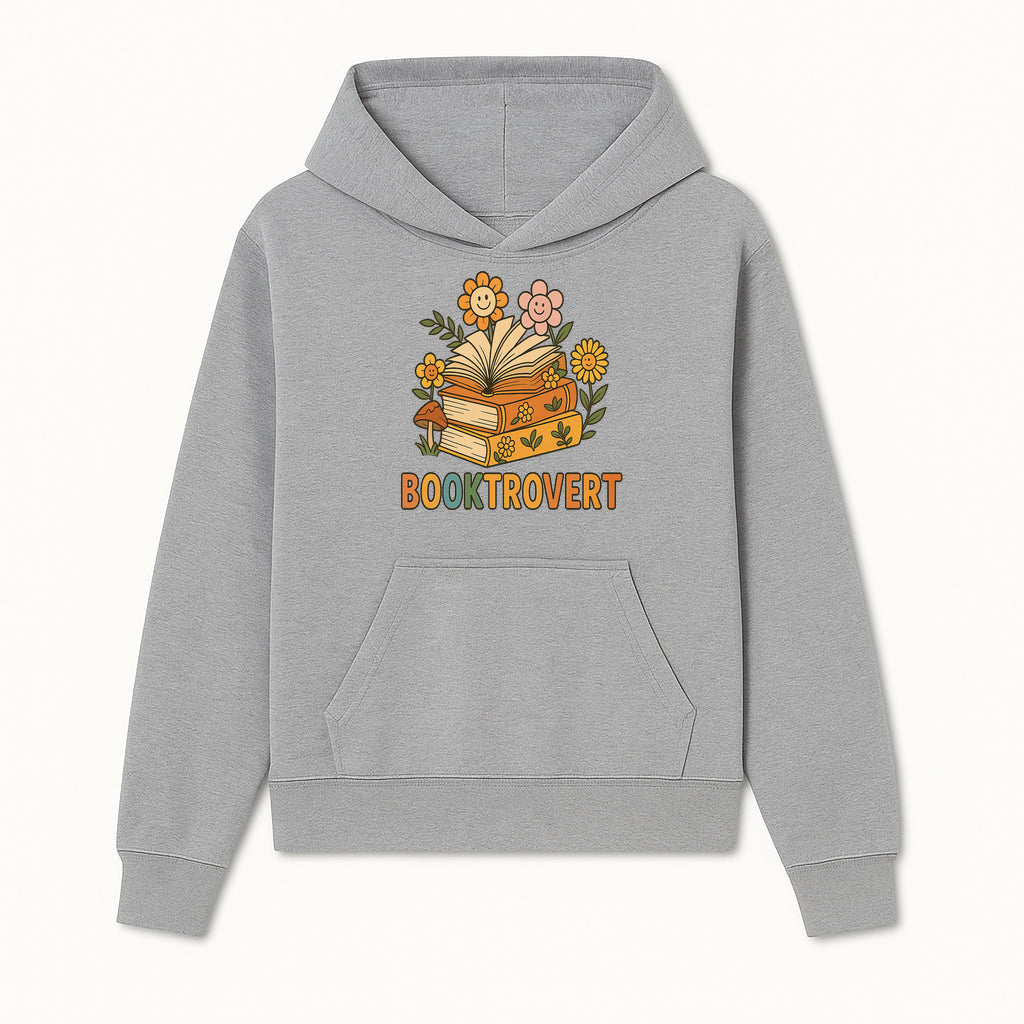 Booktrovert Floral Design with Open Books and Smiley Flowers - Perfect for Book Lovers and Introverts Gifts - Hoodie 1758341625764.jpg