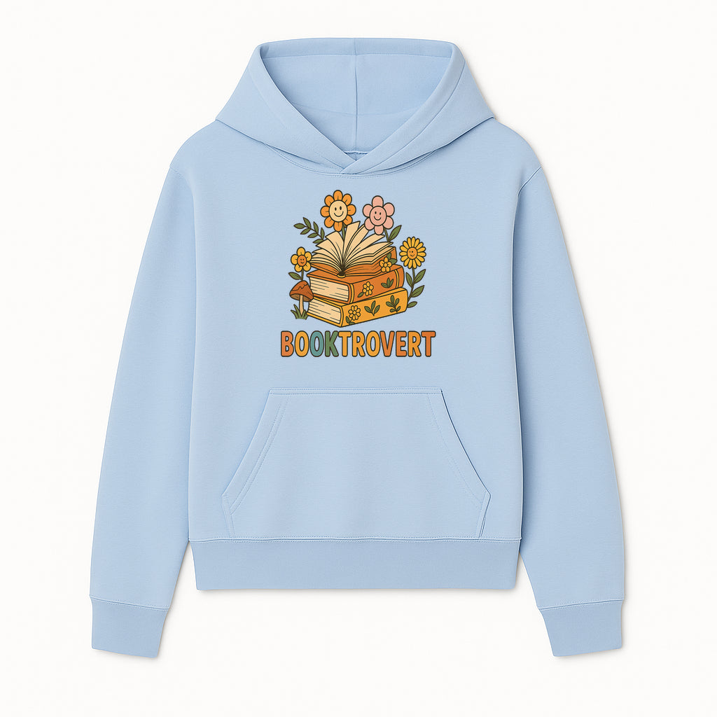 Booktrovert Floral Design with Open Books and Smiley Flowers - Perfect for Book Lovers and Introverts Gifts - Hoodie 1758341625928.jpg