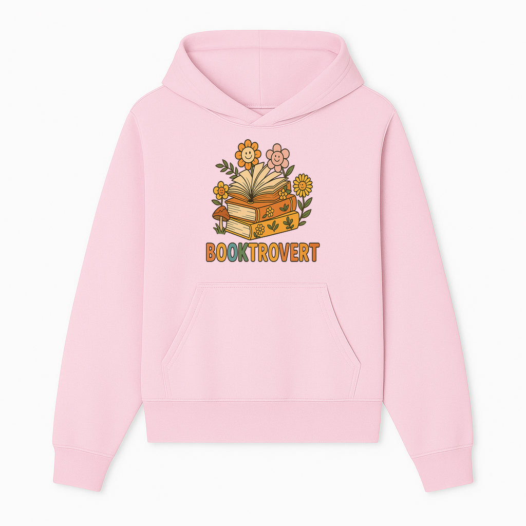 Booktrovert Floral Design with Open Books and Smiley Flowers - Perfect for Book Lovers and Introverts Gifts - Hoodie 1758341626077.jpg