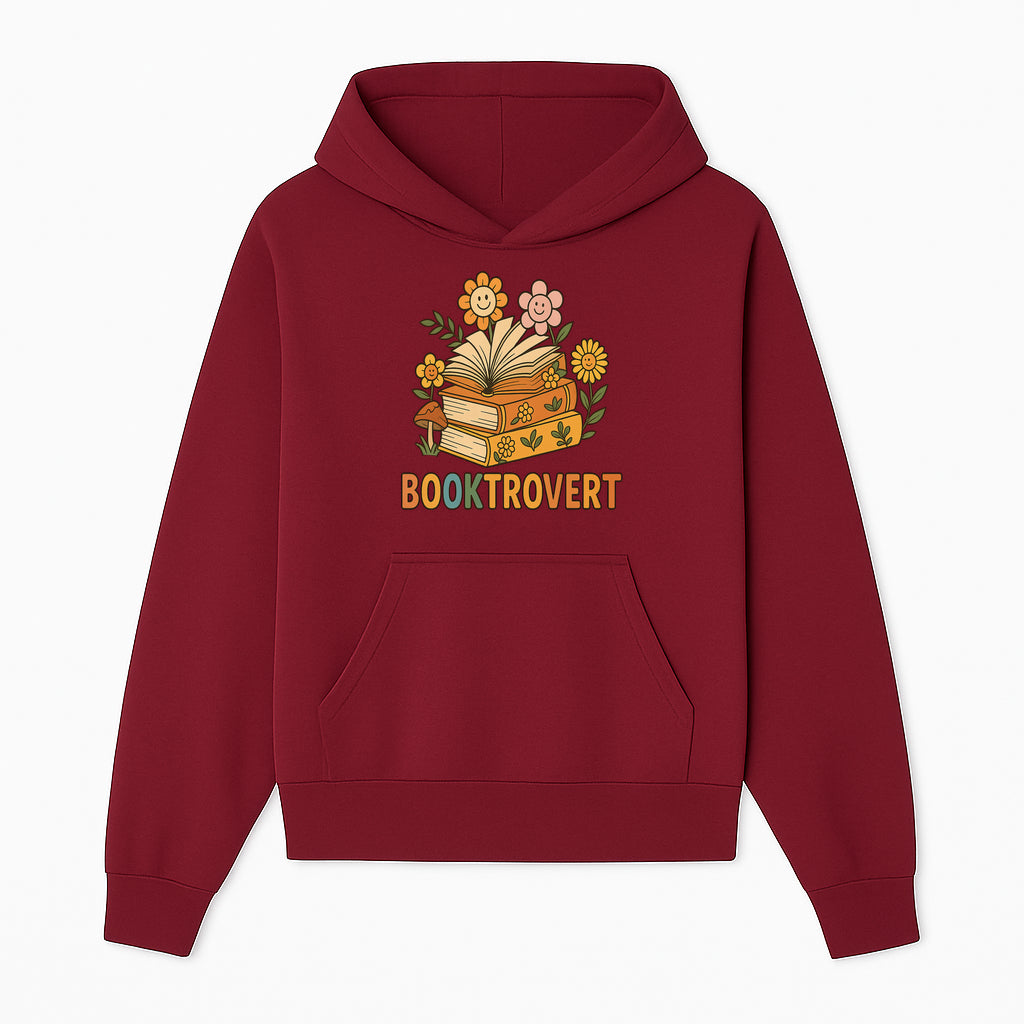 Booktrovert Floral Design with Open Books and Smiley Flowers - Perfect for Book Lovers and Introverts Gifts - Hoodie 1758341626240.jpg
