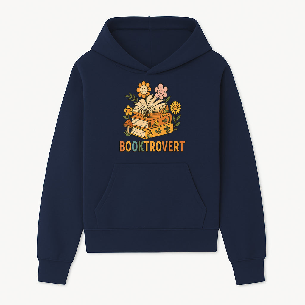 Booktrovert Floral Design with Open Books and Smiley Flowers - Perfect for Book Lovers and Introverts Gifts - Hoodie 1758341626385.jpg