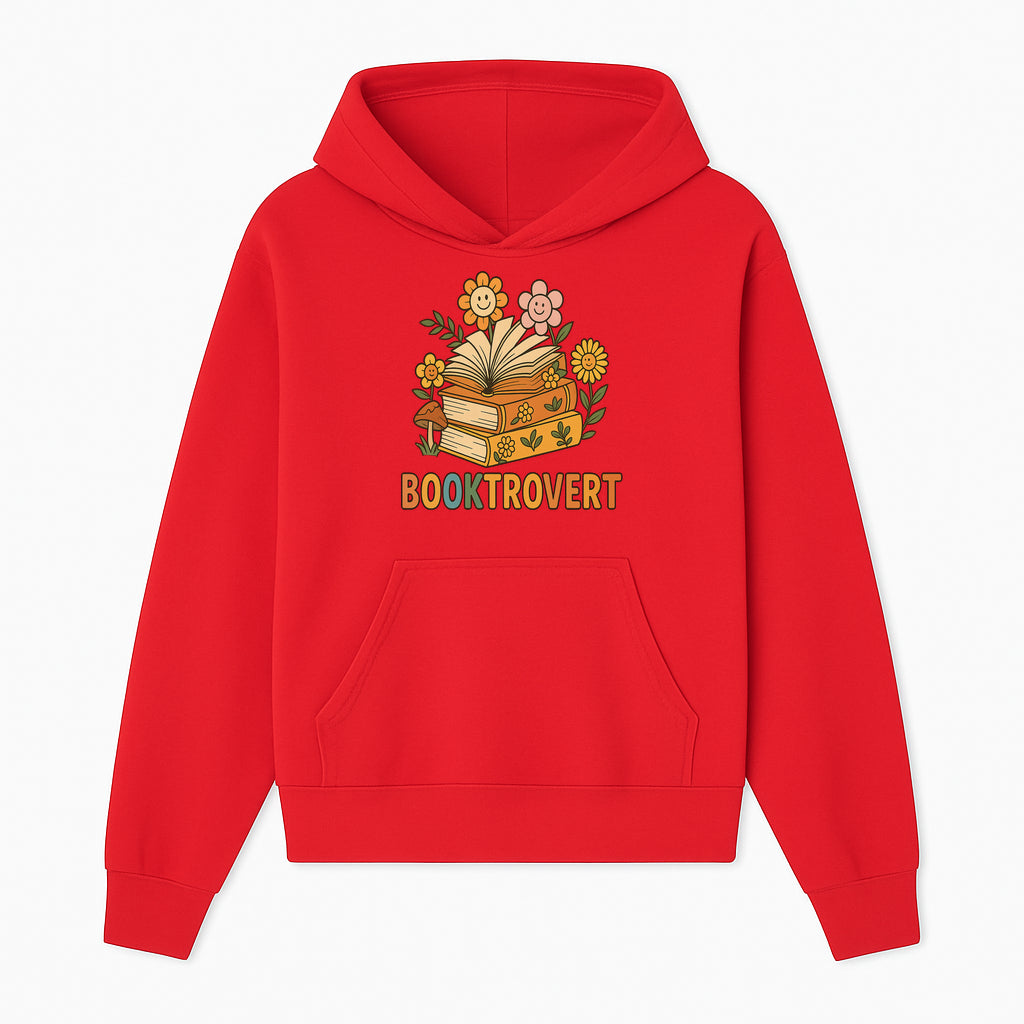 Booktrovert Floral Design with Open Books and Smiley Flowers - Perfect for Book Lovers and Introverts Gifts - Hoodie 1758341626536.jpg
