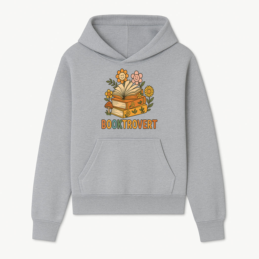 Booktrovert Floral Design with Open Books and Smiley Flowers - Perfect for Book Lovers and Introverts Gifts - Hoodie 1758341626707.jpg