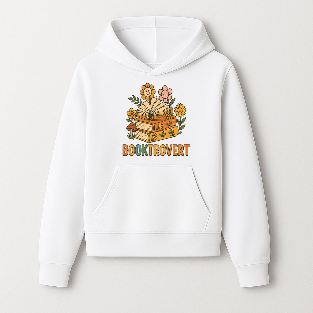 Booktrovert Floral Design with Open Books and Smiley Flowers - Perfect for Book Lovers and Introverts Gifts - Hoodie 1758341626875.jpg