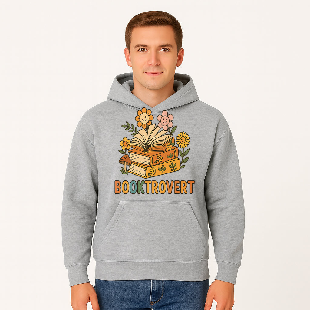 Booktrovert Floral Design with Open Books and Smiley Flowers - Perfect for Book Lovers and Introverts Gifts - Hoodie 1758341628003.jpg
