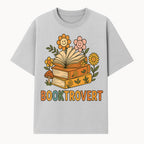 Booktrovert Floral Design with Open Books and Smiley Flowers - Perfect for Book Lovers and Introverts Gifts - T-shirt 1758341628319.jpg