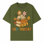 Booktrovert Floral Design with Open Books and Smiley Flowers - Perfect for Book Lovers and Introverts Gifts - T-shirt 1758341628755.jpg