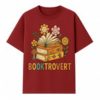 Booktrovert Floral Design with Open Books and Smiley Flowers - Perfect for Book Lovers and Introverts Gifts - T-shirt 1758341629360.jpg