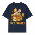Booktrovert Floral Design with Open Books and Smiley Flowers - Perfect for Book Lovers and Introverts Gifts - T-shirt 1758341629504.jpg