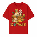 Booktrovert Floral Design with Open Books and Smiley Flowers - Perfect for Book Lovers and Introverts Gifts - T-shirt 1758341629658.jpg