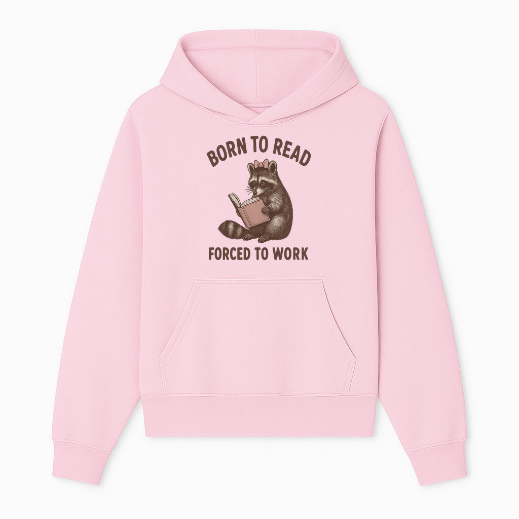 Born to Read Forced to Work Raccoon Illustration Vintage Design T-Shirt for Book Lovers and Animal Enthusiasts - Hoodie 1758341630231.jpg