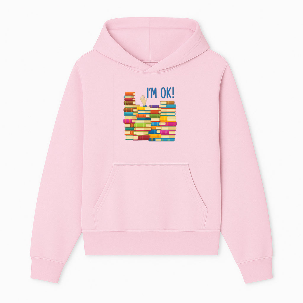 Colorful Bookshelf Art Print - 'I'm OK!' Statement for Book Lovers, Home Decor, Inspirational Wall Art, Kids Room - Hoodie 1758341631234.jpg