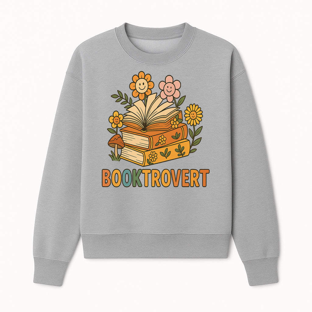 Booktrovert Floral Design with Open Books and Smiley Flowers - Perfect for Book Lovers and Introverts Gifts - Sweatshirt 1758341631422.jpg