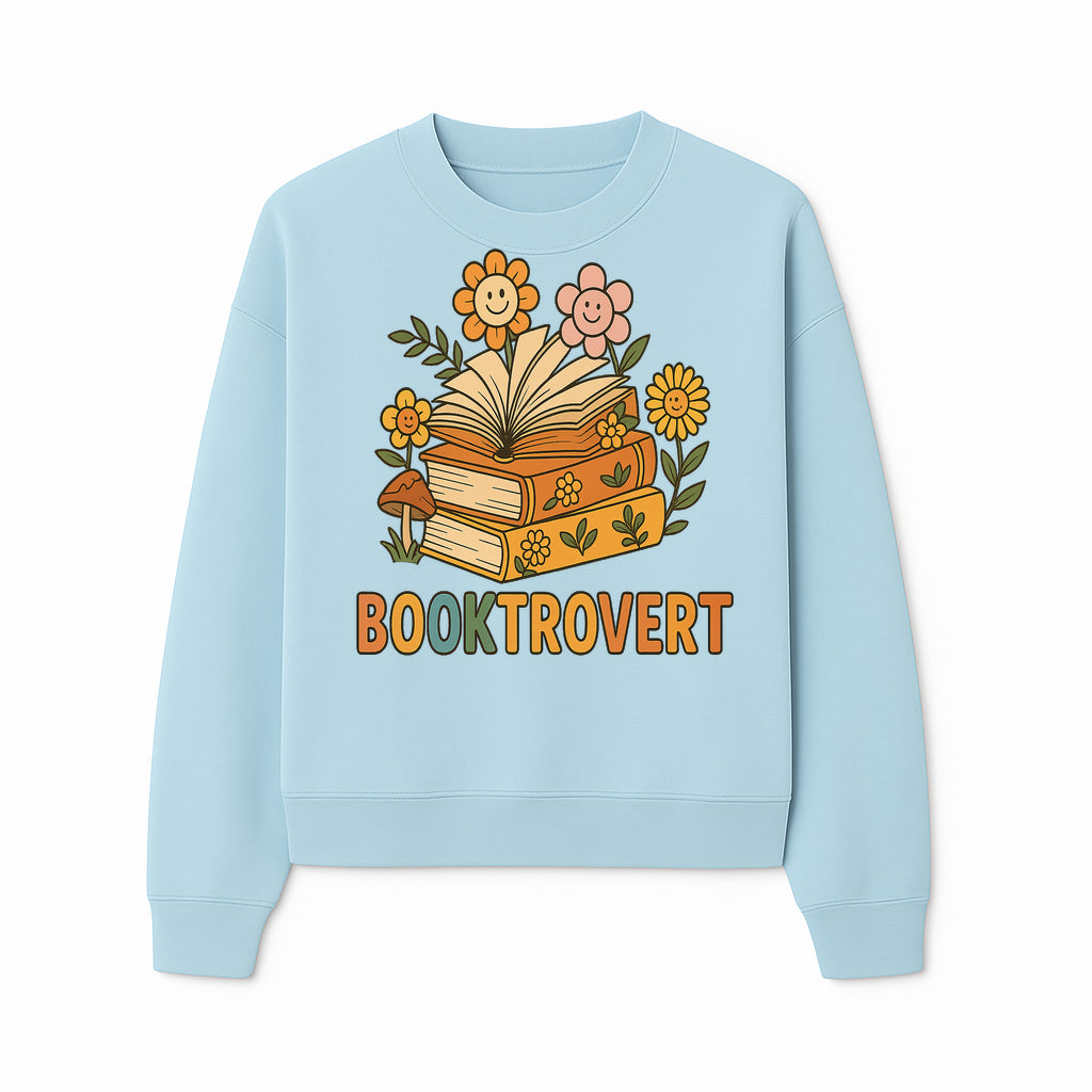 Booktrovert Floral Design with Open Books and Smiley Flowers - Perfect for Book Lovers and Introverts Gifts - Sweatshirt 1758341632170.jpg