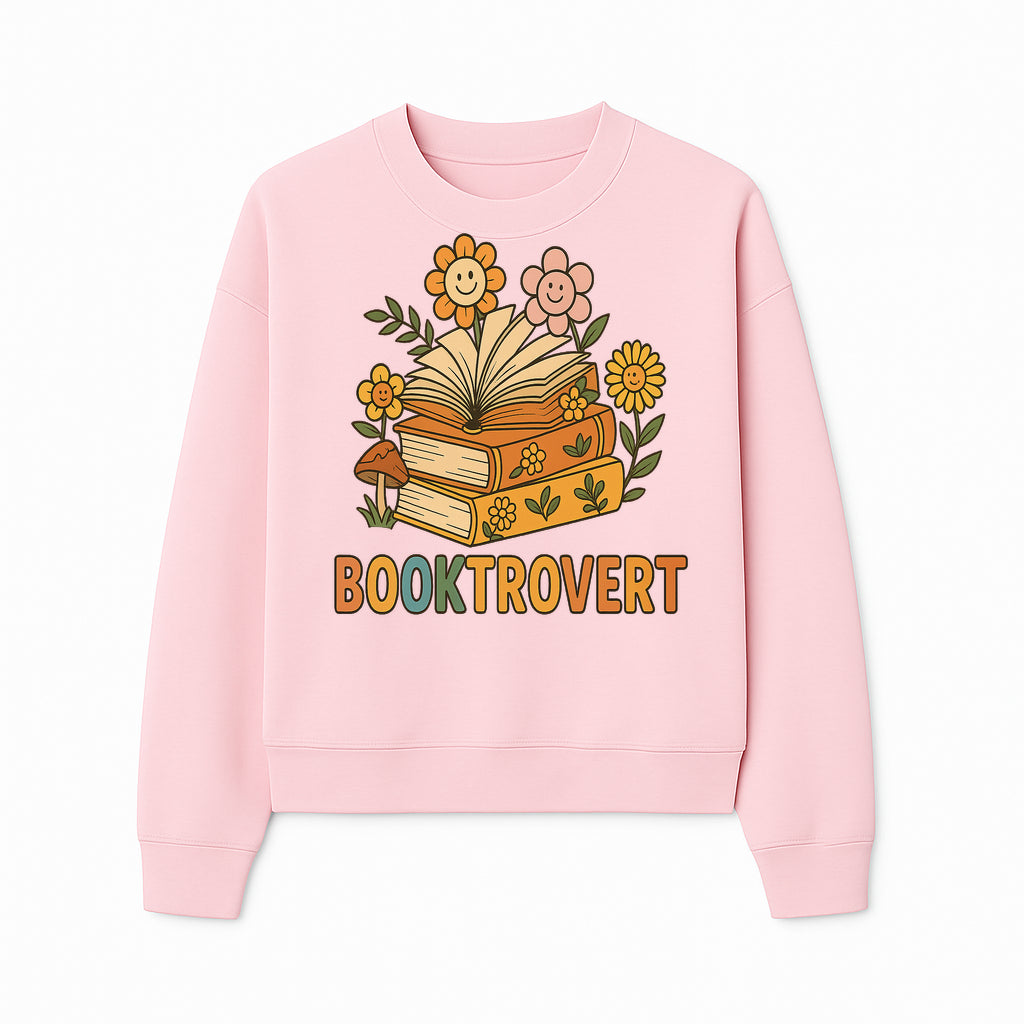 Booktrovert Floral Design with Open Books and Smiley Flowers - Perfect for Book Lovers and Introverts Gifts - Sweatshirt 1758341632339.jpg