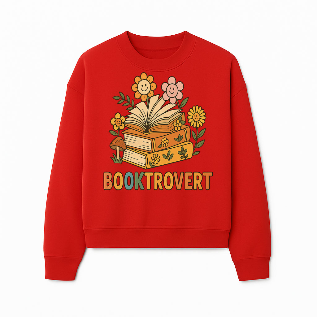 Booktrovert Floral Design with Open Books and Smiley Flowers - Perfect for Book Lovers and Introverts Gifts - Sweatshirt 1758341632729.jpg