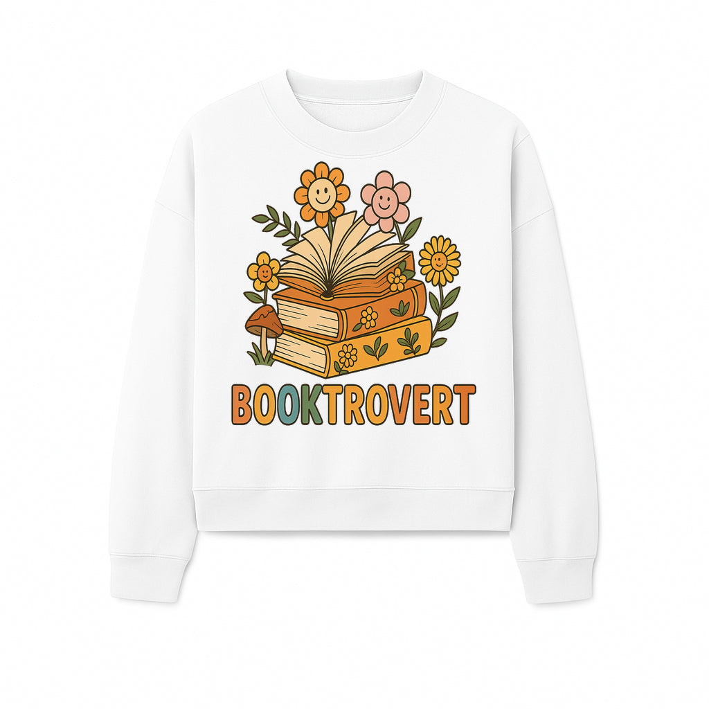 Booktrovert Floral Design with Open Books and Smiley Flowers - Perfect for Book Lovers and Introverts Gifts - Sweatshirt 1758341633017.jpg