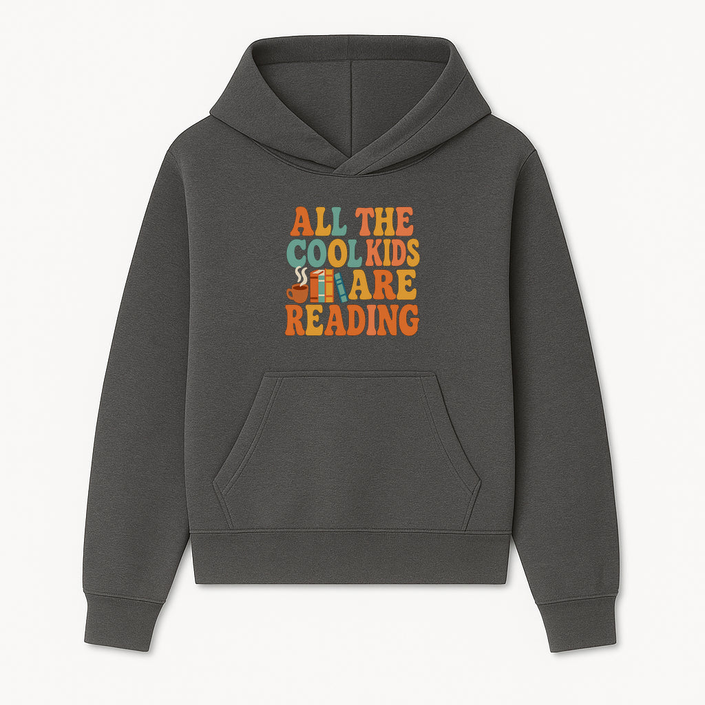 All the Cool Kids Are Reading - Book Lovers Wall Art Print with Coffee and Books Illustration - Hoodie 1758341636901.jpg
