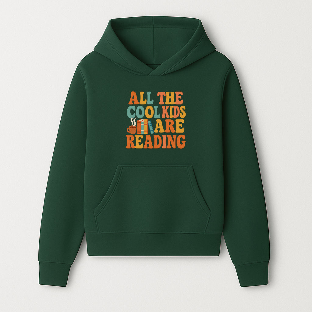 All the Cool Kids Are Reading - Book Lovers Wall Art Print with Coffee and Books Illustration - Hoodie 1758341637031.jpg