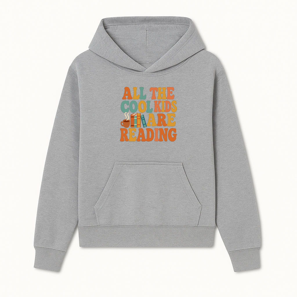 All the Cool Kids Are Reading - Book Lovers Wall Art Print with Coffee and Books Illustration - Hoodie 1758341637215.jpg