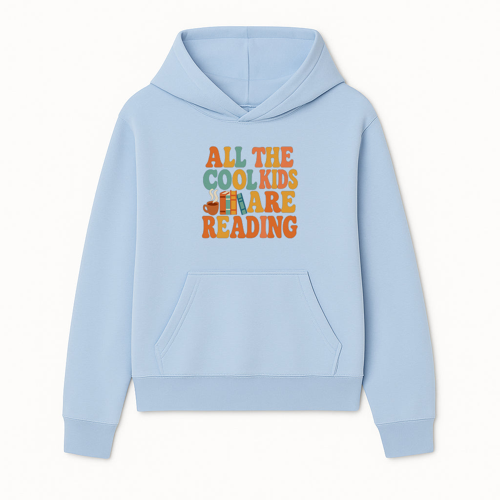 All the Cool Kids Are Reading - Book Lovers Wall Art Print with Coffee and Books Illustration - Hoodie 1758341637387.jpg