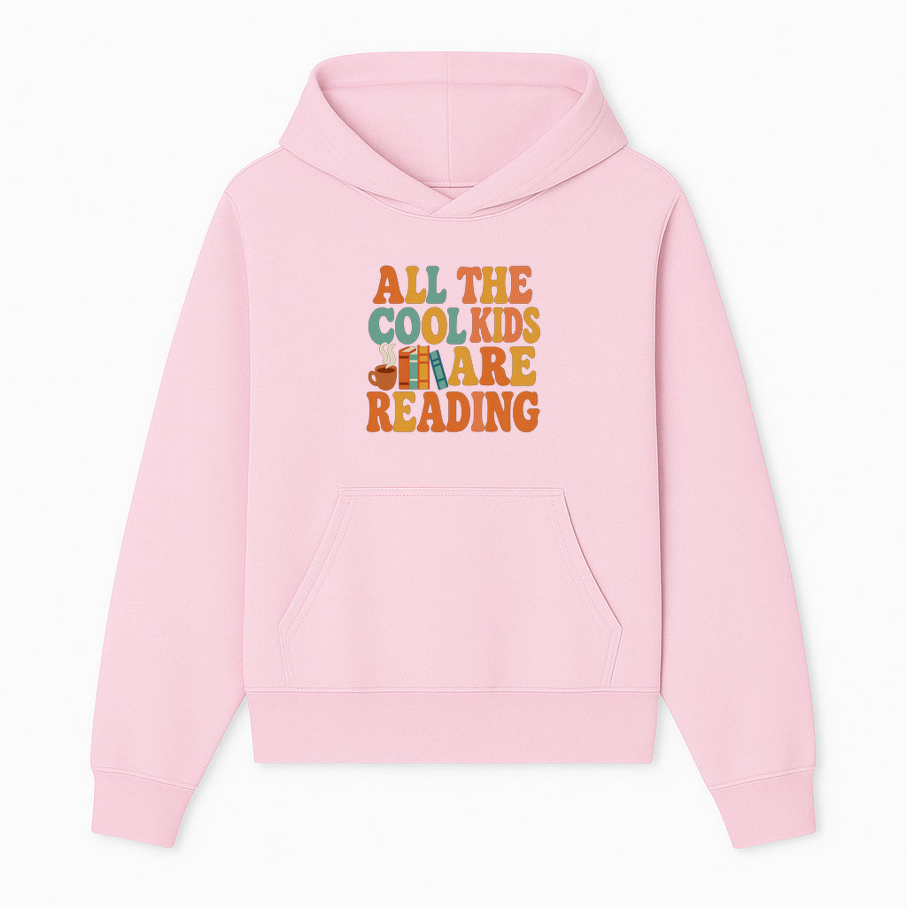 All the Cool Kids Are Reading - Book Lovers Wall Art Print with Coffee and Books Illustration - Hoodie 1758341637542.jpg