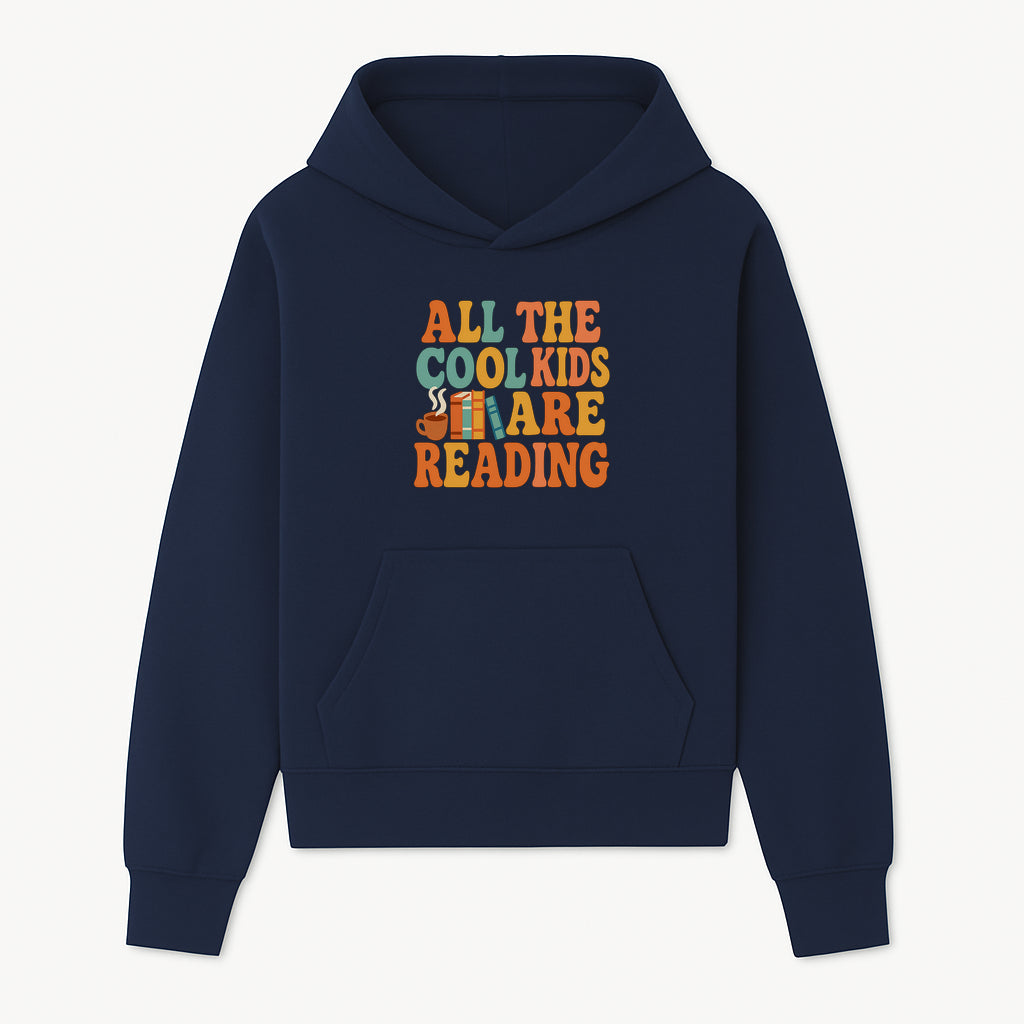 All the Cool Kids Are Reading - Book Lovers Wall Art Print with Coffee and Books Illustration - Hoodie 1758341637927.jpg