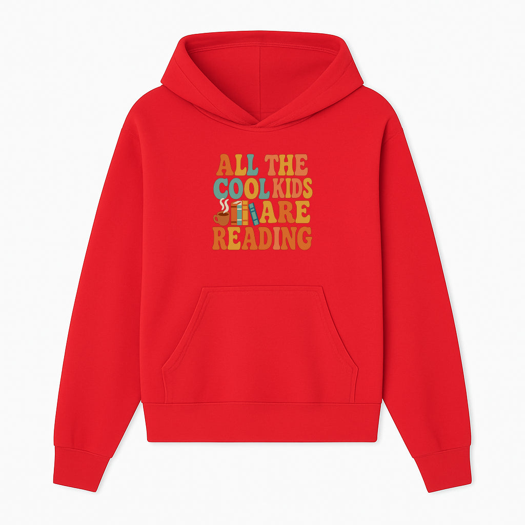 All the Cool Kids Are Reading - Book Lovers Wall Art Print with Coffee and Books Illustration - Hoodie 1758341638080.jpg