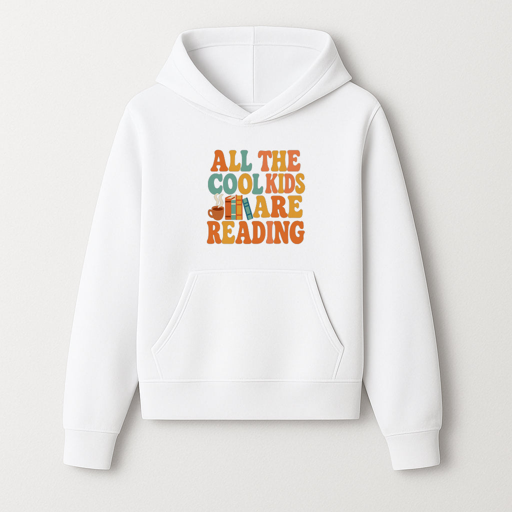 All the Cool Kids Are Reading - Book Lovers Wall Art Print with Coffee and Books Illustration - Hoodie 1758341638388.jpg