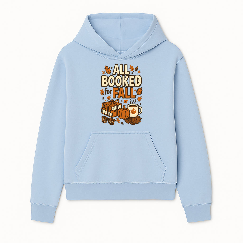 All Booked for Fall T-shirt Cozy Autumn Design with Books, Pumpkin, Coffee, and Leaves Perfect for Book Lovers - Hoodie 1758341638483.jpg