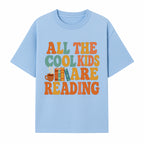 All the Cool Kids Are Reading - Book Lovers Wall Art Print with Coffee and Books Illustration - T-shirt 1758341640611.jpg