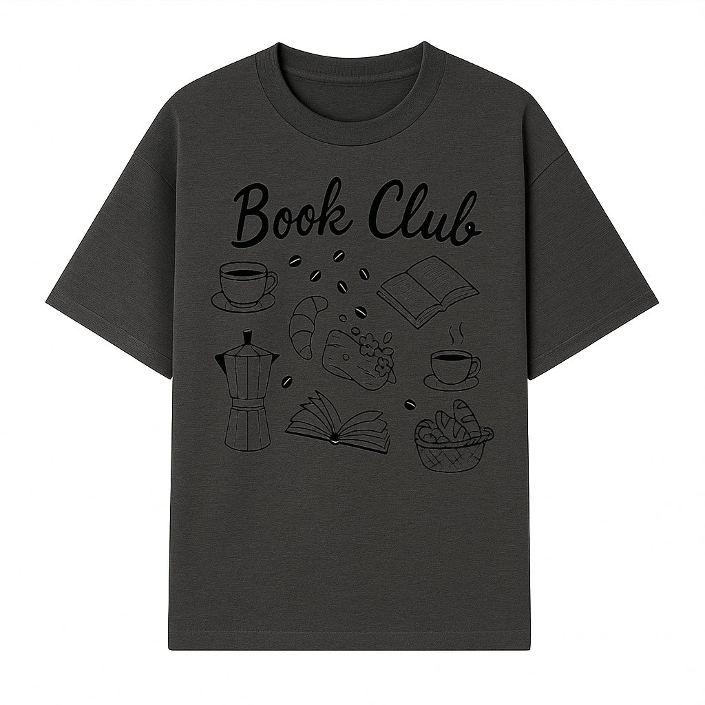 Book Club Art Print with Coffee, Croissant, and Reading Themes - Perfect for Coffee Lovers and Book Enthusiasts - T-shirt 1758341640768.jpg