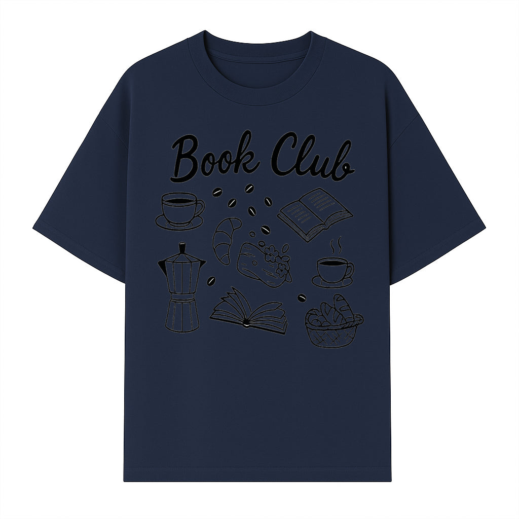 Book Club Art Print with Coffee, Croissant, and Reading Themes - Perfect for Coffee Lovers and Book Enthusiasts - T-shirt 1758341641600.jpg
