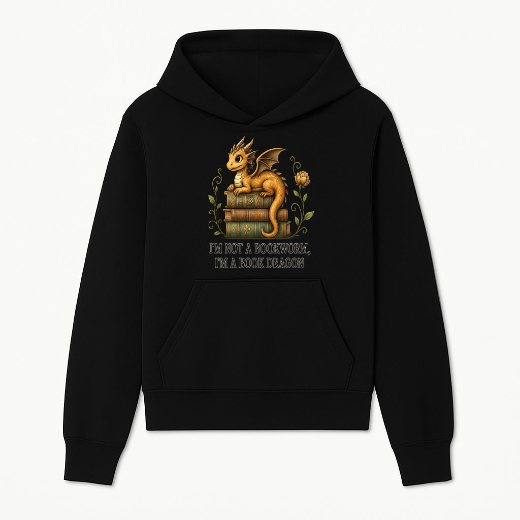 Book Dragon Art Print - I m Not a Bookworm, I m a Book Dragon - Cute Fantasy Dragon on Vintage Books - Whimsical Home Decor - Hoodie 1758341643857.jpg