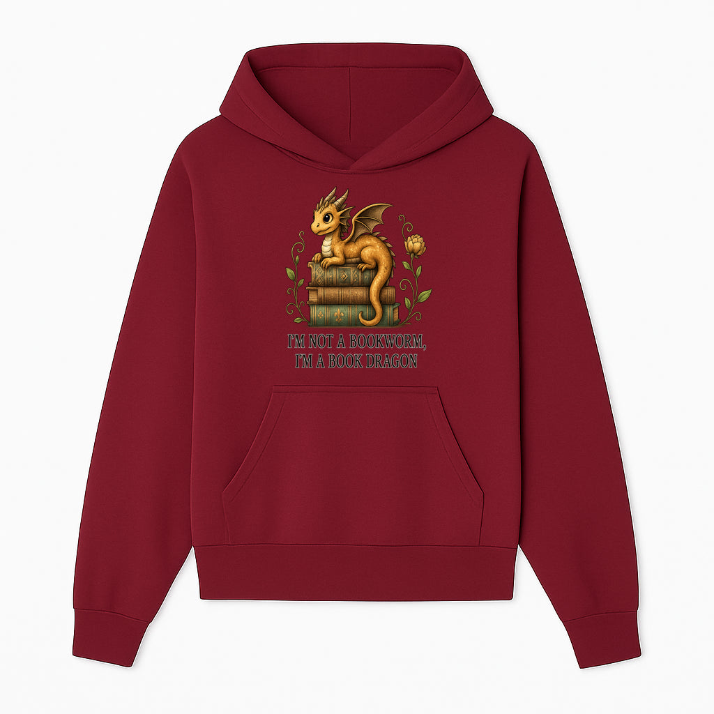 Book Dragon Art Print - I m Not a Bookworm, I m a Book Dragon - Cute Fantasy Dragon on Vintage Books - Whimsical Home Decor - Hoodie 1758341644815.jpg