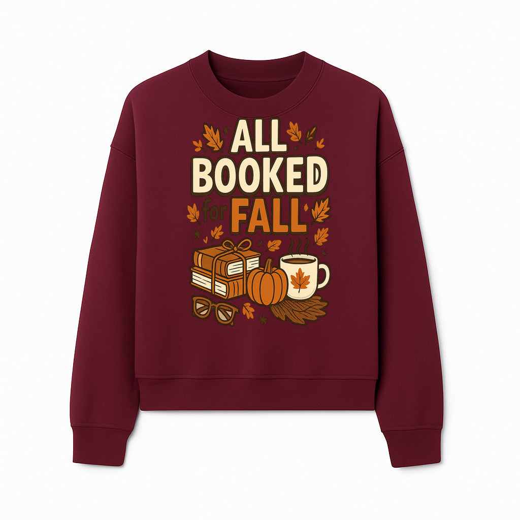 All Booked for Fall T-shirt Cozy Autumn Design with Books, Pumpkin, Coffee, and Leaves Perfect for Book Lovers - Sweatshirt 1758341644921.jpg