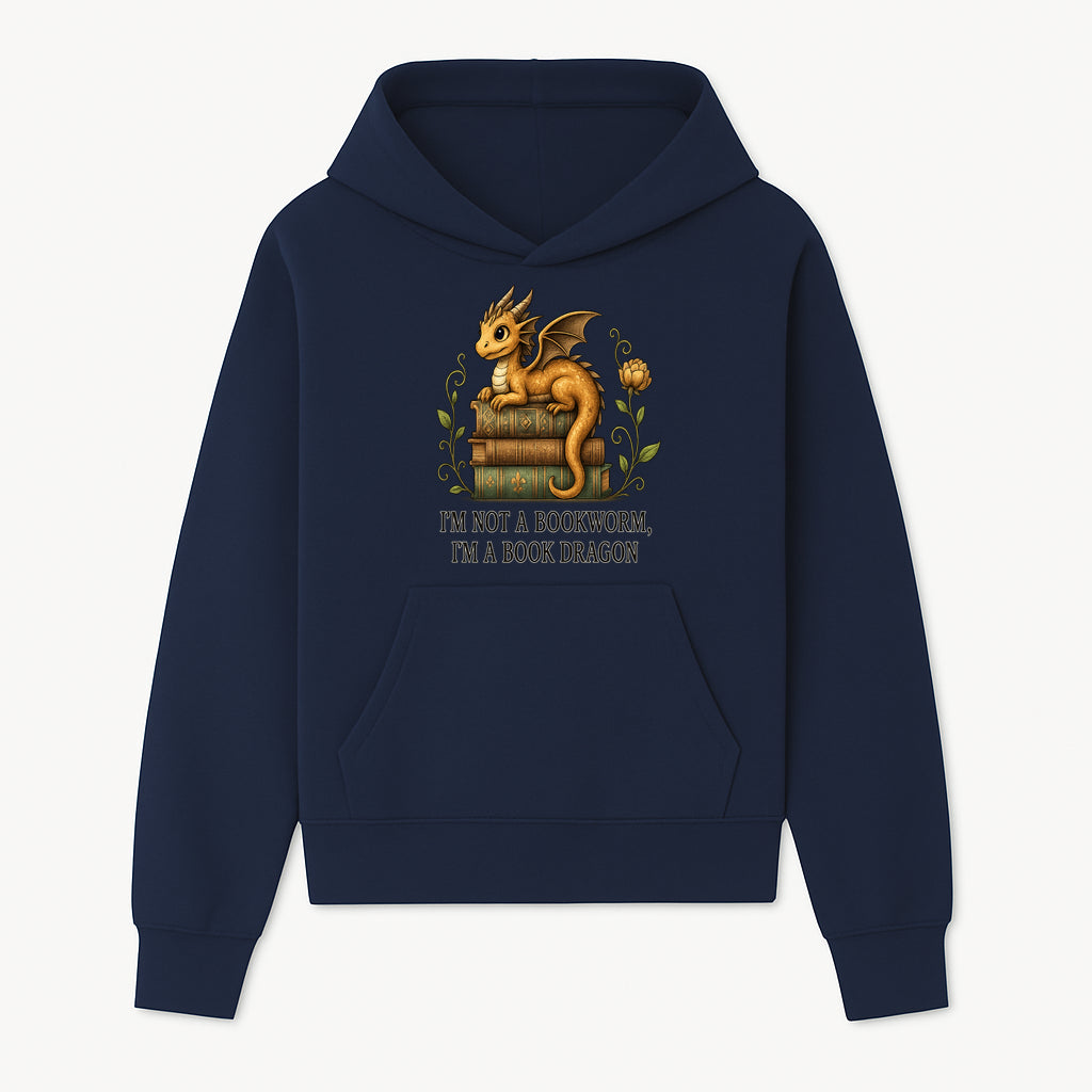 Book Dragon Art Print - I m Not a Bookworm, I m a Book Dragon - Cute Fantasy Dragon on Vintage Books - Whimsical Home Decor - Hoodie 1758341644967.jpg