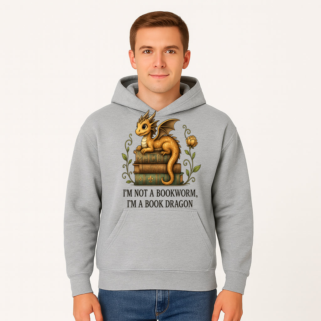Book Dragon Art Print - I m Not a Bookworm, I m a Book Dragon - Cute Fantasy Dragon on Vintage Books - Whimsical Home Decor - Hoodie 1758341646552.jpg