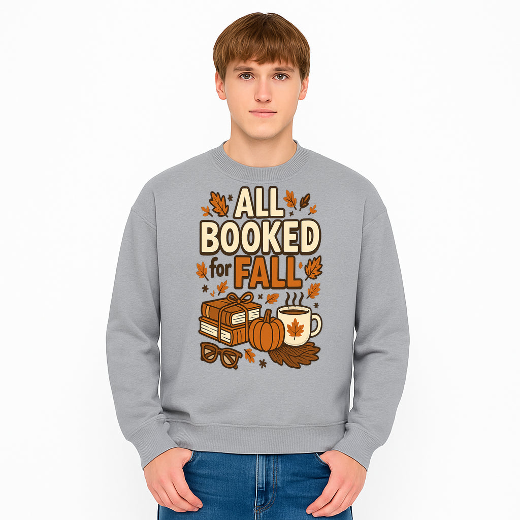 All Booked for Fall T-shirt Cozy Autumn Design with Books, Pumpkin, Coffee, and Leaves Perfect for Book Lovers - Sweatshirt 1758341646657.jpg