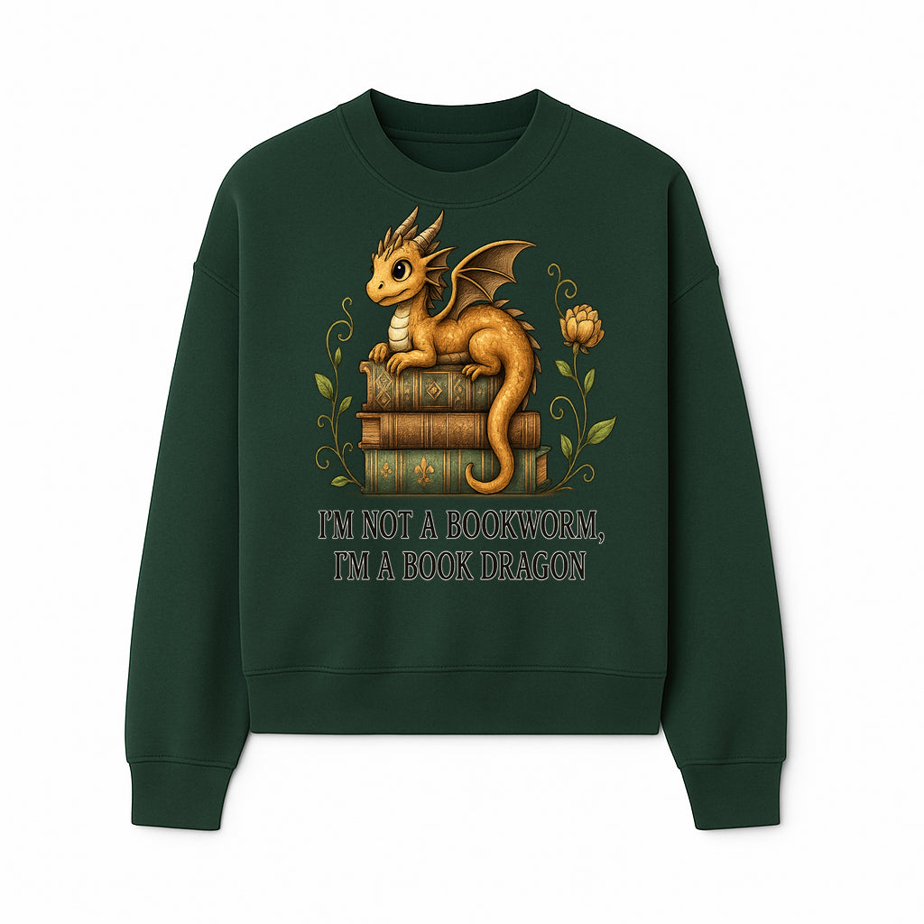 Book Dragon Art Print - I m Not a Bookworm, I m a Book Dragon - Cute Fantasy Dragon on Vintage Books - Whimsical Home Decor - Sweatshirt 1758341650479.jpg