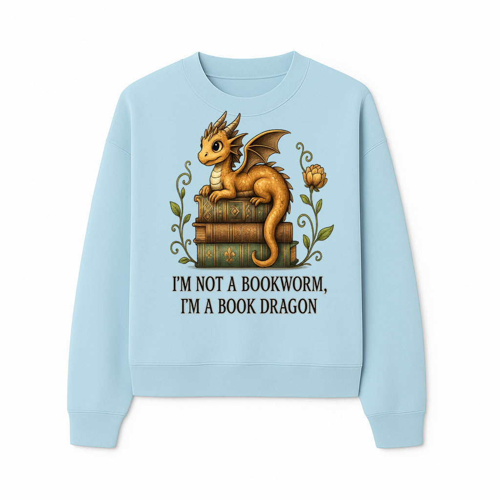 Book Dragon Art Print - I m Not a Bookworm, I m a Book Dragon - Cute Fantasy Dragon on Vintage Books - Whimsical Home Decor - Sweatshirt 1758341650748.jpg