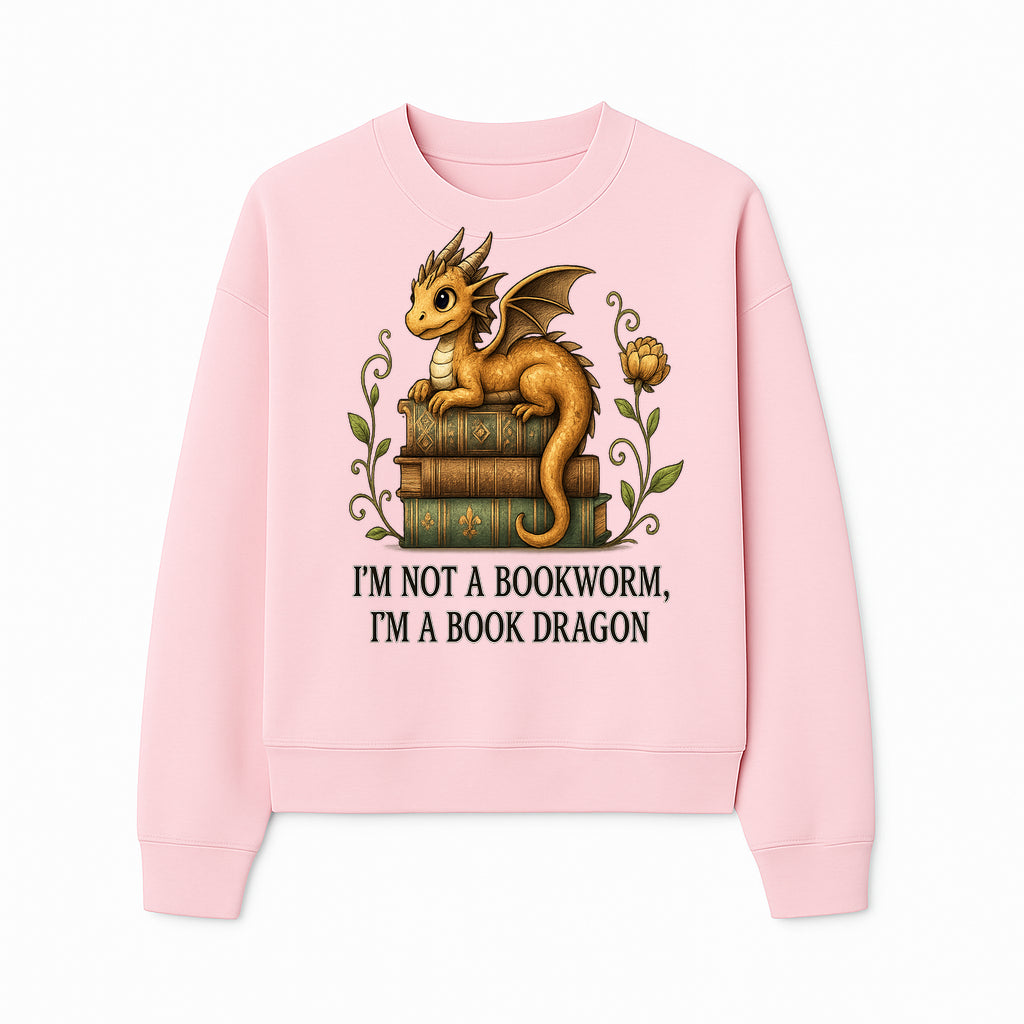 Book Dragon Art Print - I m Not a Bookworm, I m a Book Dragon - Cute Fantasy Dragon on Vintage Books - Whimsical Home Decor - Sweatshirt 1758341650922.jpg
