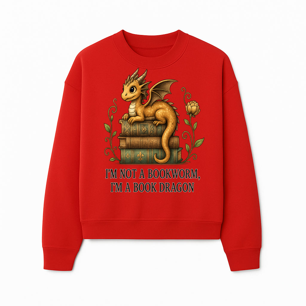 Book Dragon Art Print - I m Not a Bookworm, I m a Book Dragon - Cute Fantasy Dragon on Vintage Books - Whimsical Home Decor - Sweatshirt 1758341651413.jpg