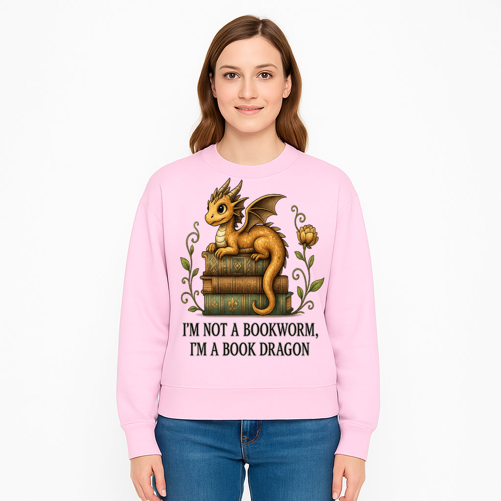 Book Dragon Art Print - I m Not a Bookworm, I m a Book Dragon - Cute Fantasy Dragon on Vintage Books - Whimsical Home Decor - Sweatshirt 1758341653012.jpg