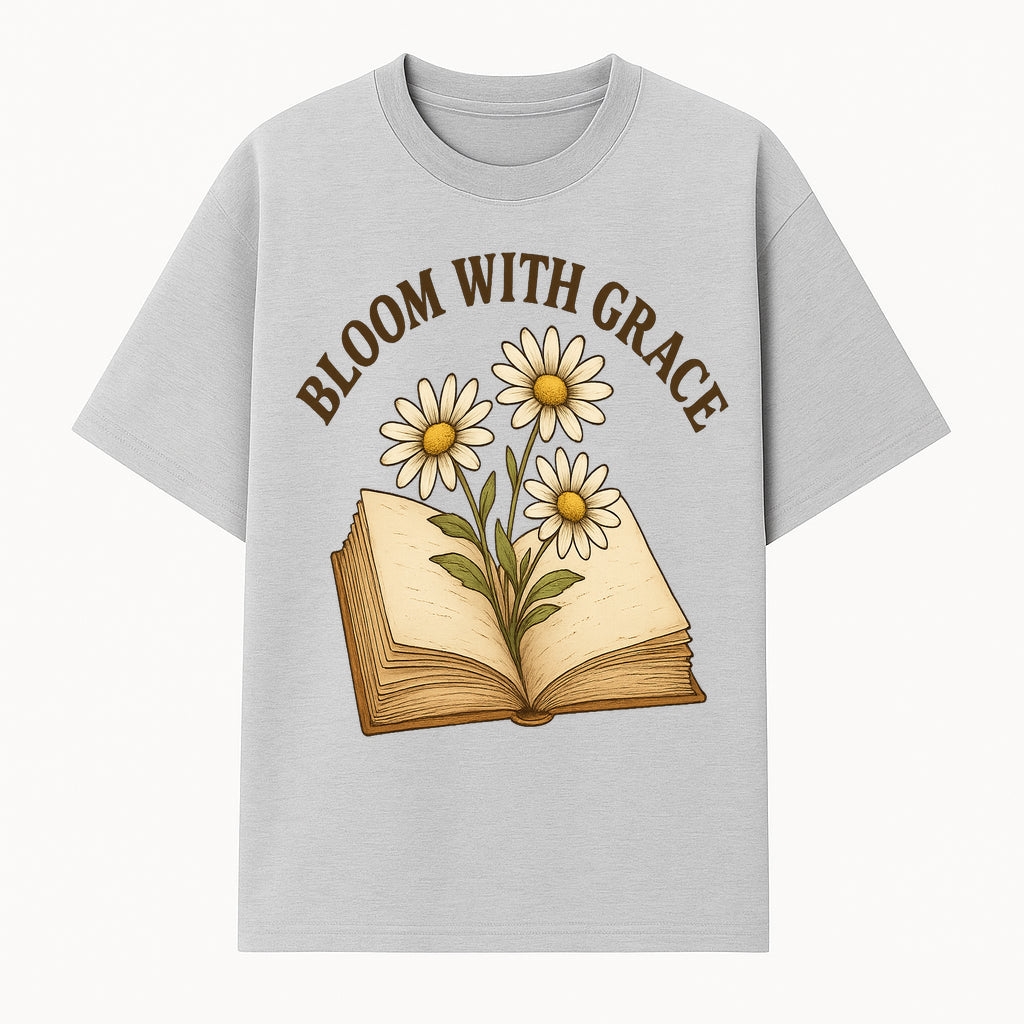 Bloom with Grace Floral Book Art Print - Inspirational Decor for Home, Office, and Gift Giving - T-shirt 1758341658931.jpg